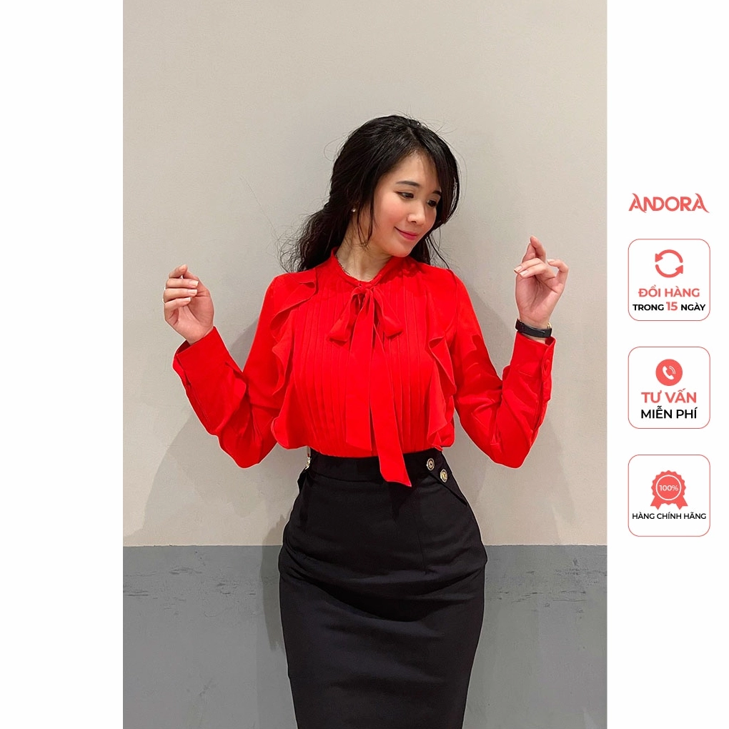 Áo sơ mi lụa bèo hai bên xếp li trước ngực - SCARLETT TOP - Ảnh 1