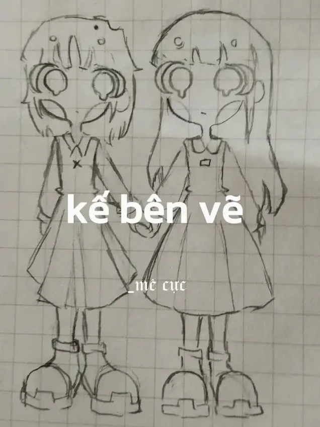 Bản vẽ anime chi tiết hai cô gái sinh đôi