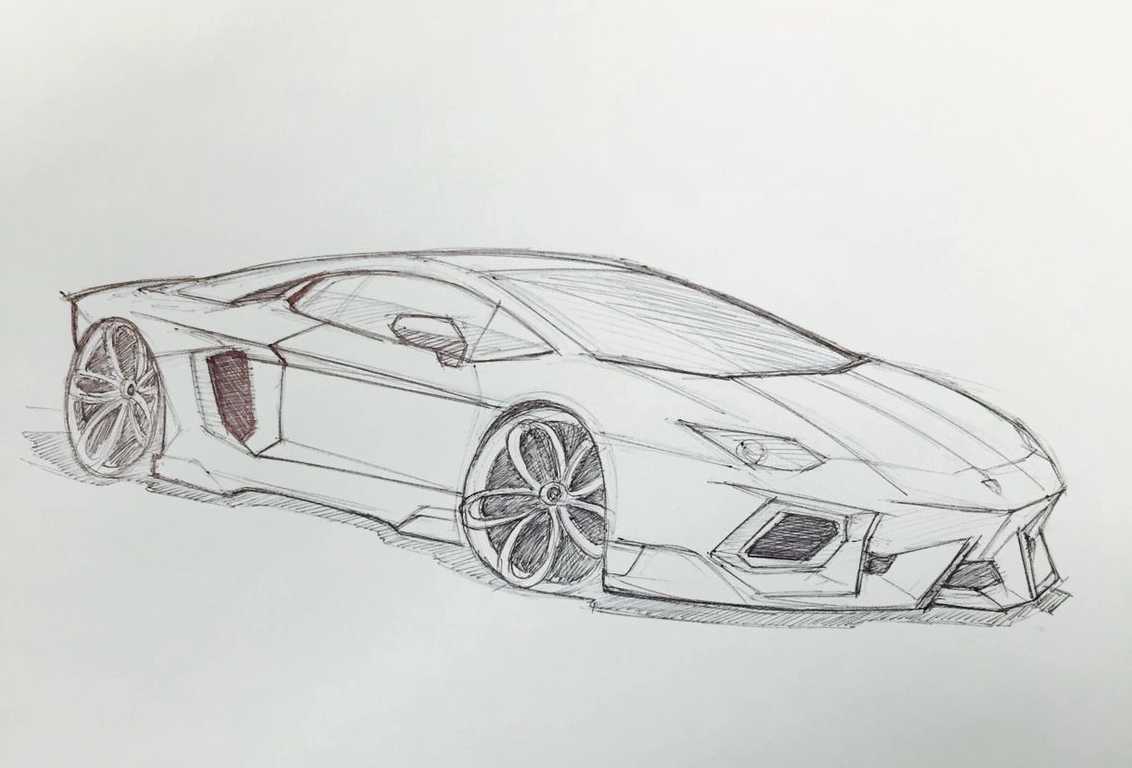 Bức tranh vẽ Lamborghini Aventador sketch