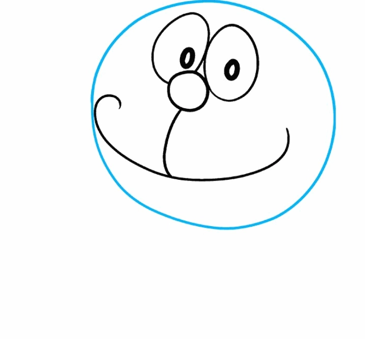 Bước 3: Định vị chi tiết khuôn mặt cách vẽ Doraemon