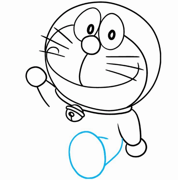 Bước 4: Hoàn thiện khuôn mặt cách vẽ Doraemon
