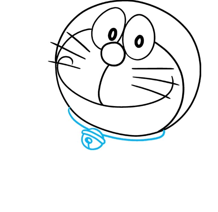 Bước 6: Xóa nét thừa và tô màu cách vẽ Doraemon