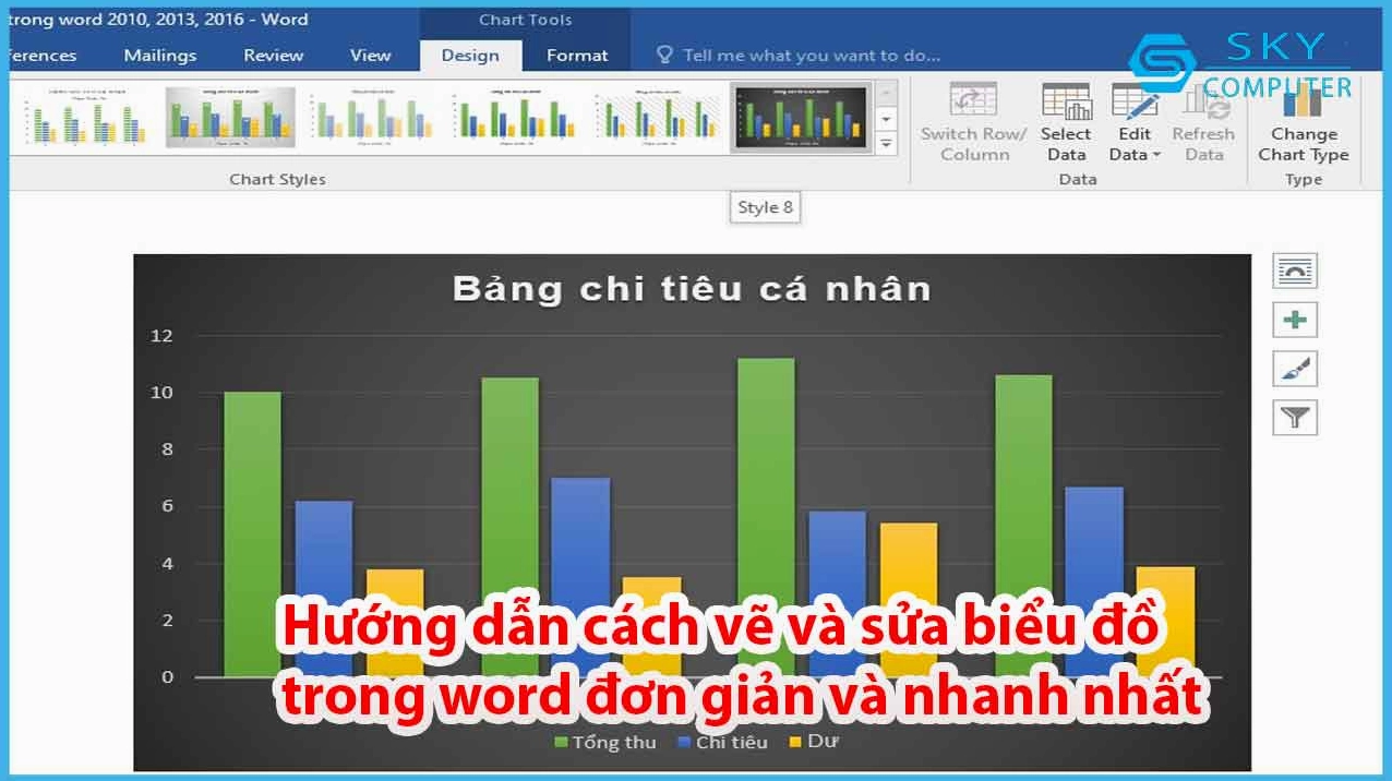 Các bước vẽ biểu đồ trong Word