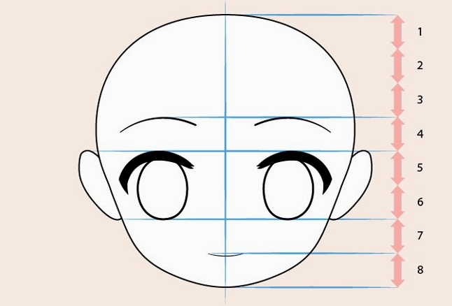 Cách vẽ chibi bước 2: Phác thảo đường nét khuôn mặt
