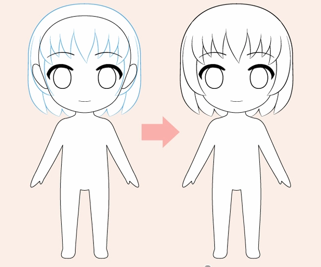 Cách vẽ chibi bước 3: Vẽ đôi mắt to tròn và biểu cảm