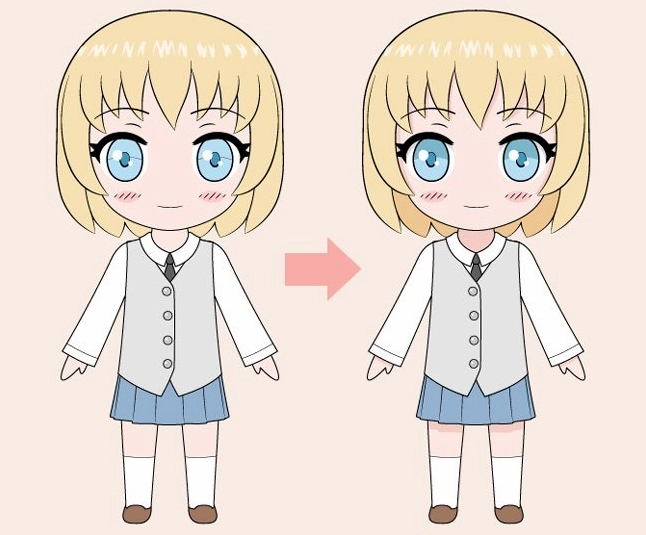 Cách vẽ chibi bước 6: Hoàn thiện đường nét và xóa phác thảo