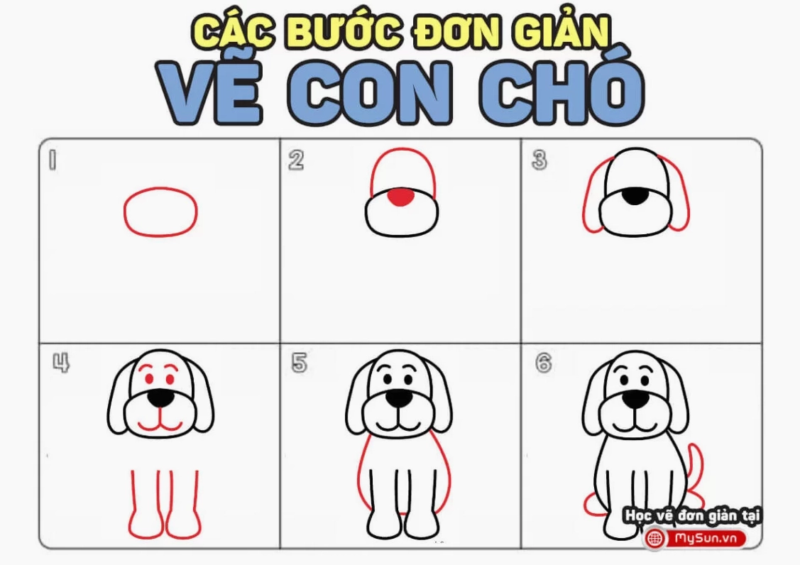 Cách vẽ con chó đơn giản nhất