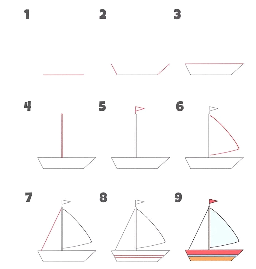 Cách vẽ con thuyền đơn giản