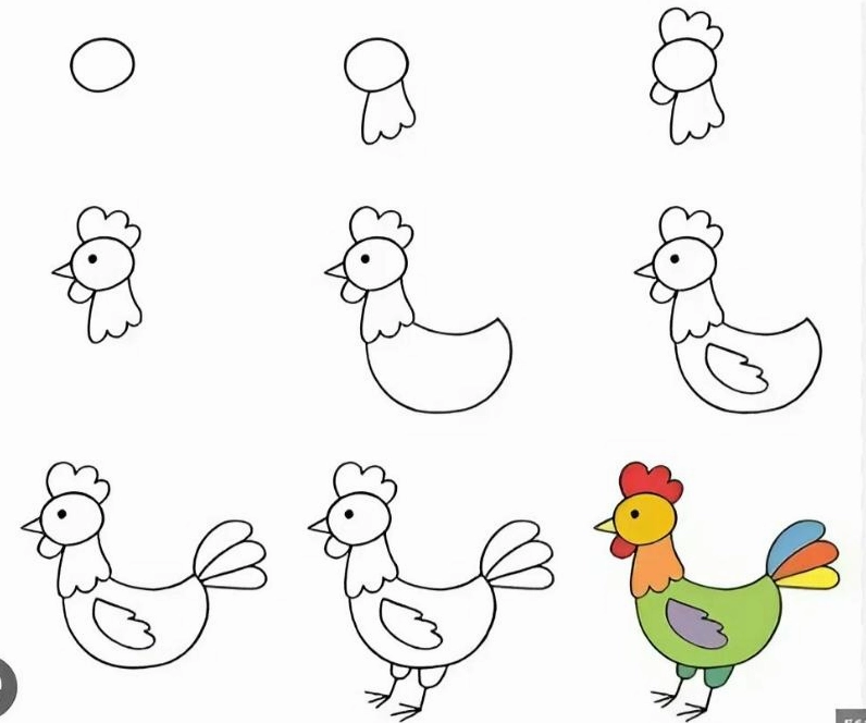 Cách vẽ gà đơn giản bước 1