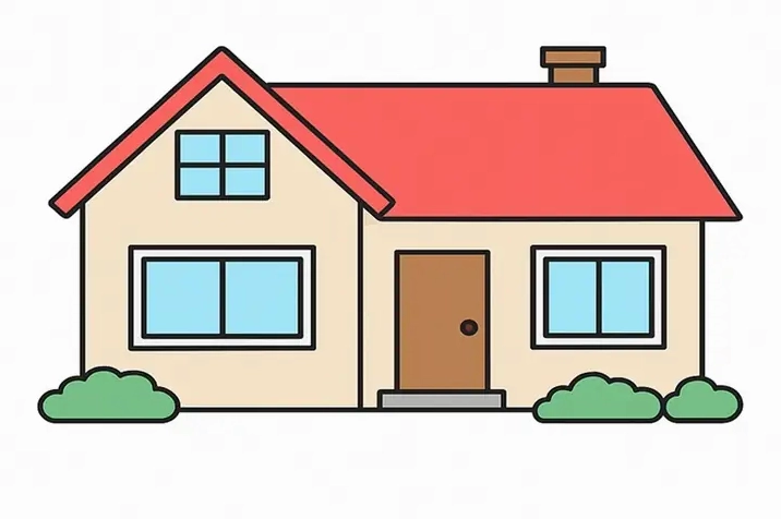 Cách vẽ ngôi nhà trong tranh với bố cục hài hòa
