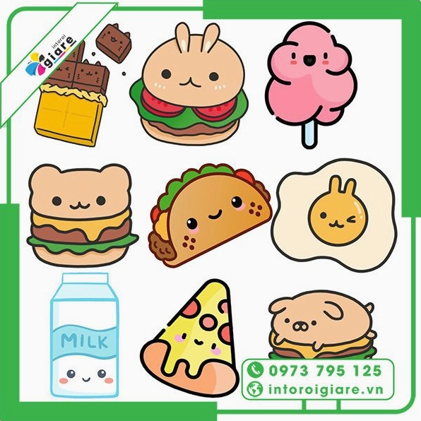Cách vẽ sticker đồ ăn cute chi tiết