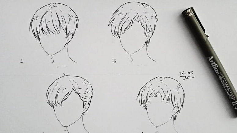 Cách vẽ tóc anime nam đơn giản