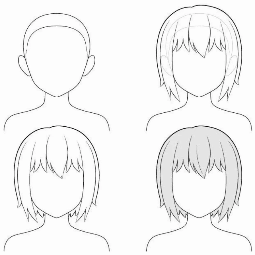 Cách vẽ tóc anime nữ ngắn đẹp