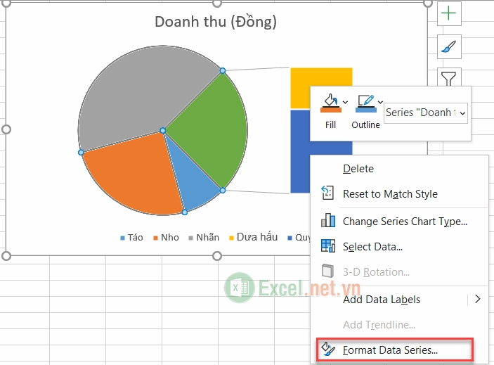 Chọn Format Data Series
