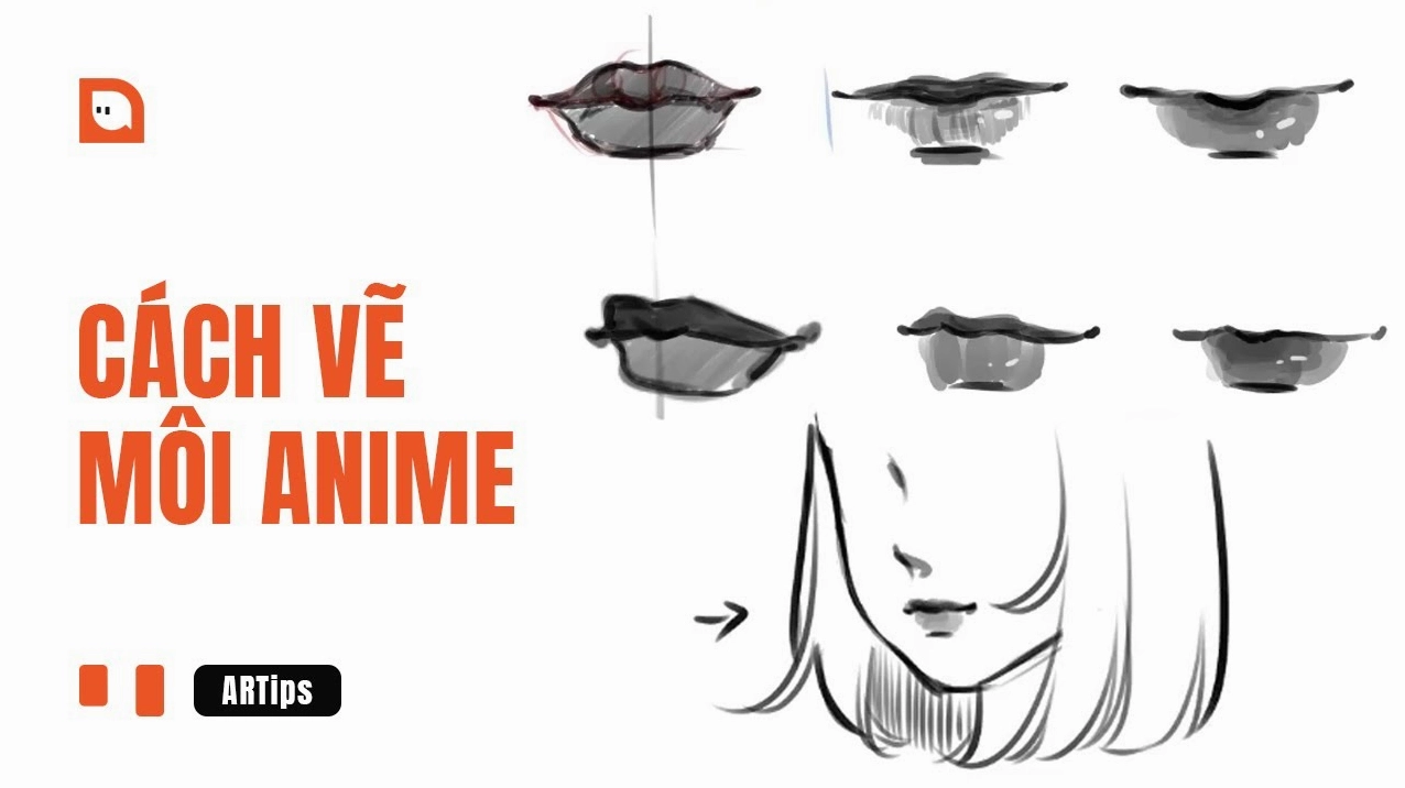 Hoàn thiện chi tiết và tô màu cho môi anime nữ