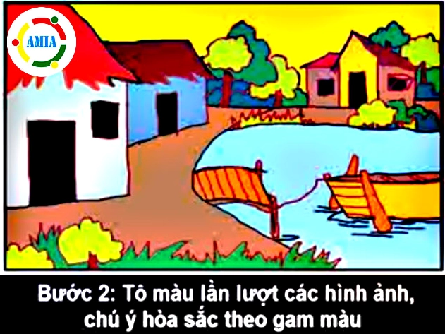 Hoàn thiện tranh phong cảnh làng quê đẹp