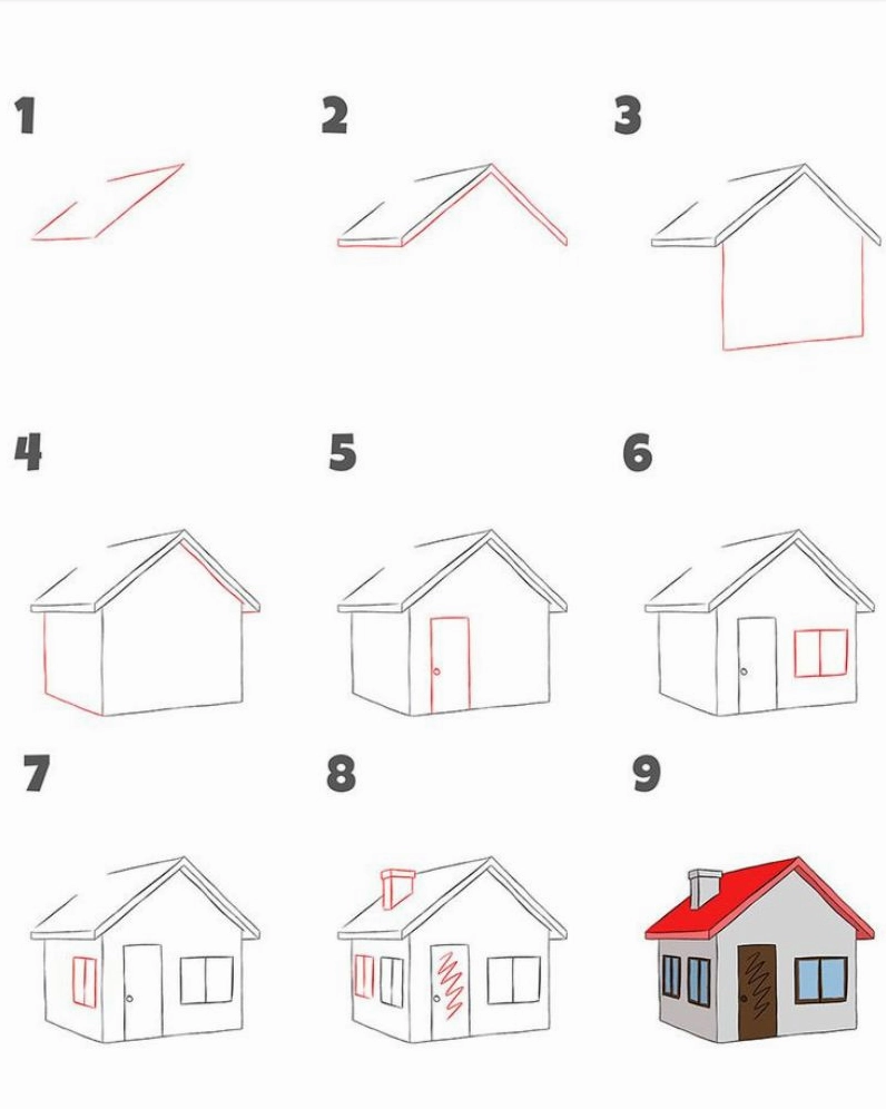 Hướng dẫn cách vẽ ngôi nhà 3D đơn giản bằng tay