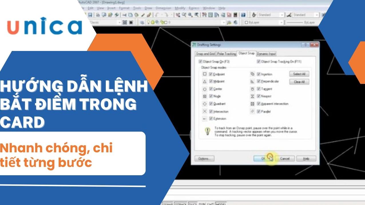 Hướng dẫn lệnh bắt điểm trong CAD chi tiết