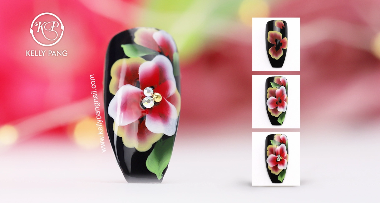 Mẫu nail hoa cơ bản với sắc tím dịu dàng