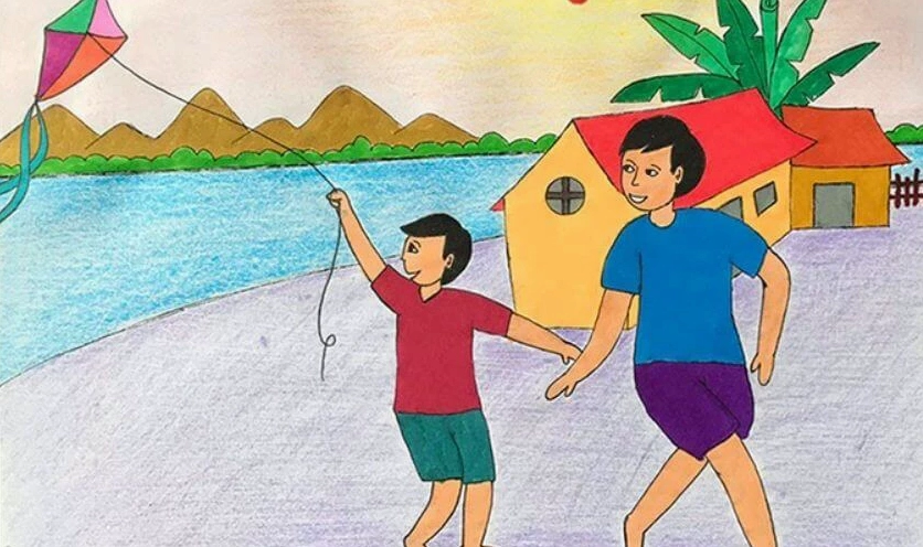 Mẫu vẽ bé gái đơn giản