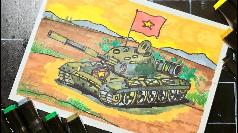 Mẫu xe tăng tô màu theo phong cách quân sự Việt Nam