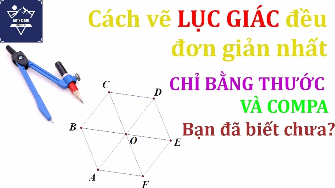 Minh họa cách vẽ lục giác đều bằng tay không cần dụng cụ chuyên dụng