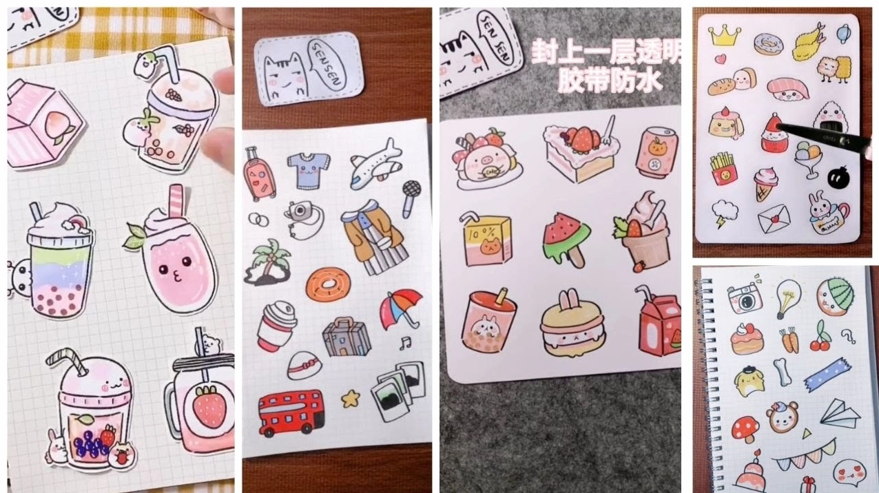 Minh họa cách vẽ sticker đồ ăn đơn giản