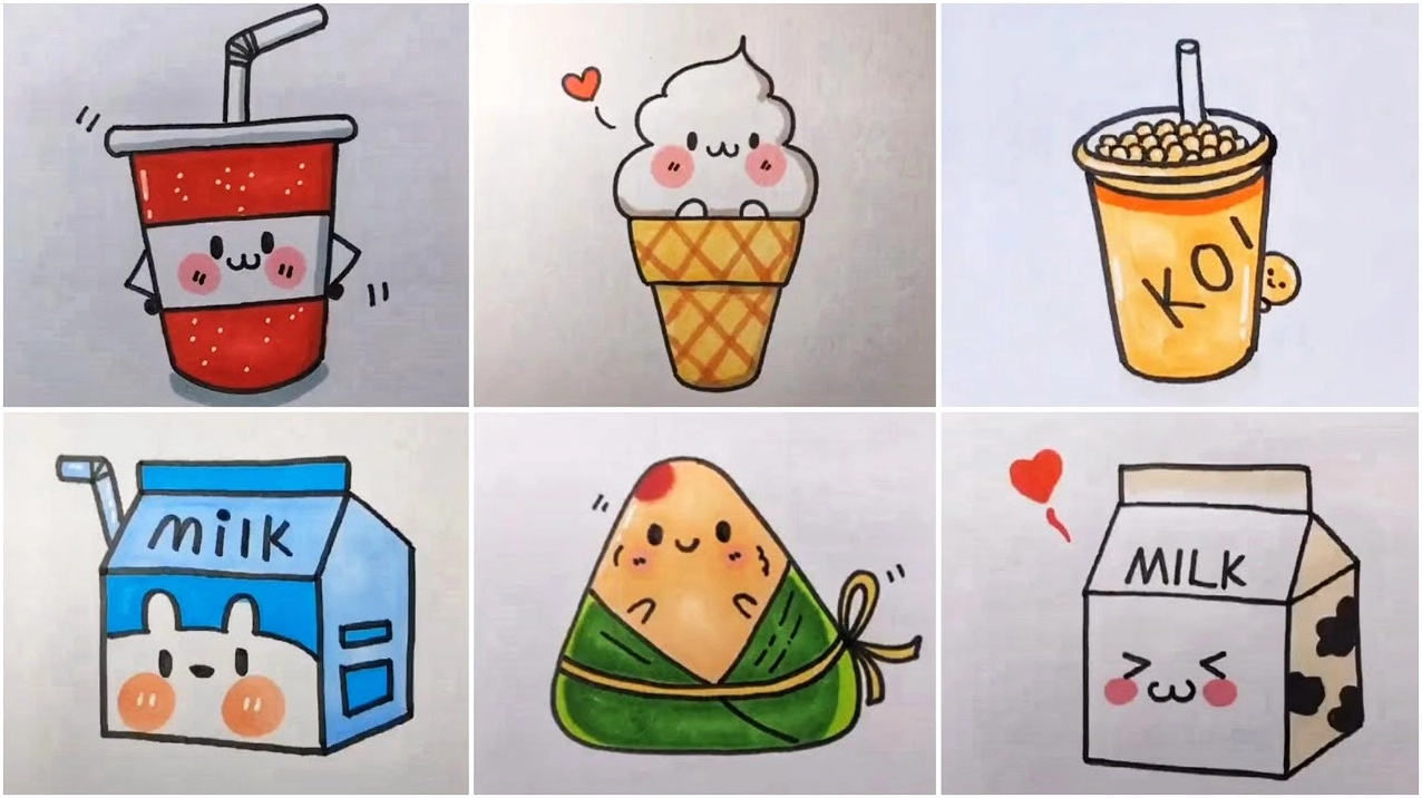 Minh họa cách vẽ thức ăn cute