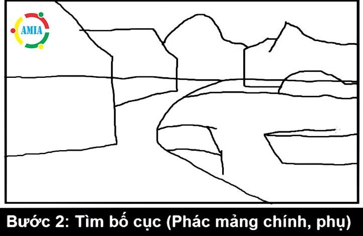 Phác thảo bố cục tranh phong cảnh làng quê