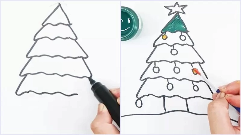 Trang trí cây thông Noel với quả châu và dây kim tuyến