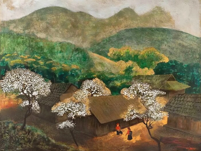 Tranh sơn mài - minh họa chất liệu trong phối màu