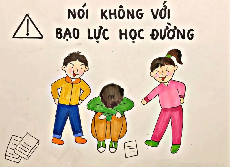Tranh tô màu về bạo lực học đường
