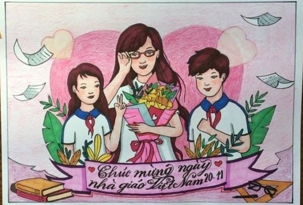 Tranh vẽ 20-11 đơn giản đẹp