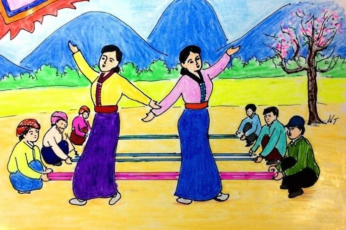 Tranh vẽ cành mai vàng rực rỡ
