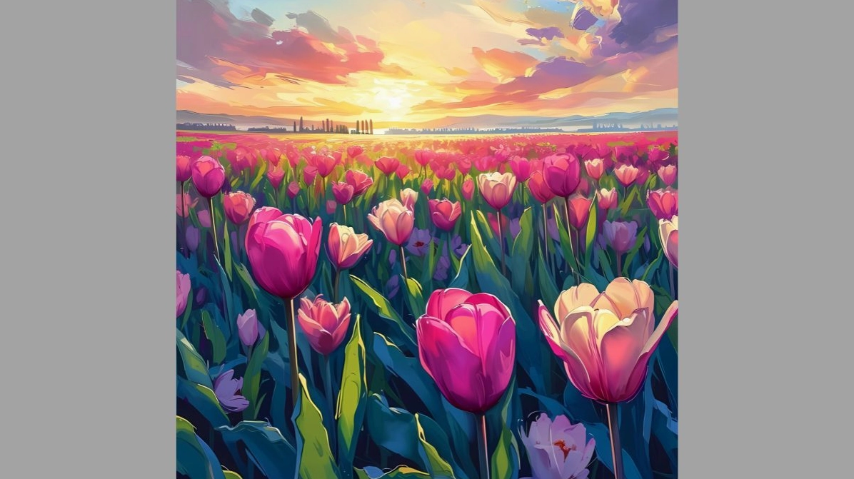 Tranh vẽ hoa tulip lung linh