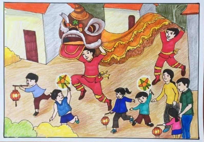 Tranh vẽ lễ hội Trung Thu đẹp nhất