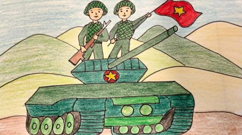 Tranh xe tăng và chiến sĩ Việt Nam