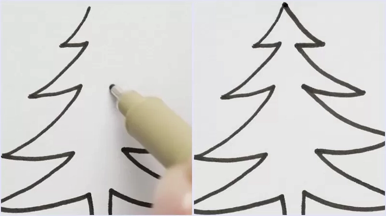 Vẽ các tầng lá cây thông Noel bằng hình tam giác