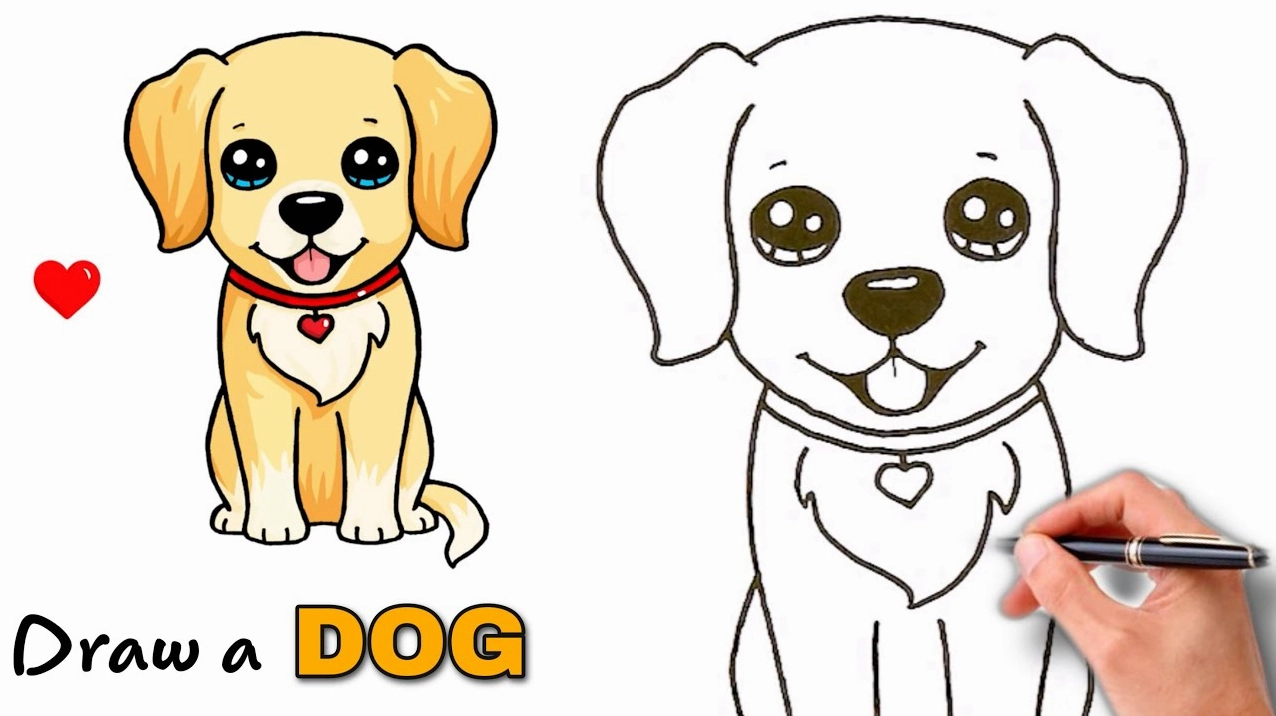 Vẽ chú chó đơn giản siêu cute
