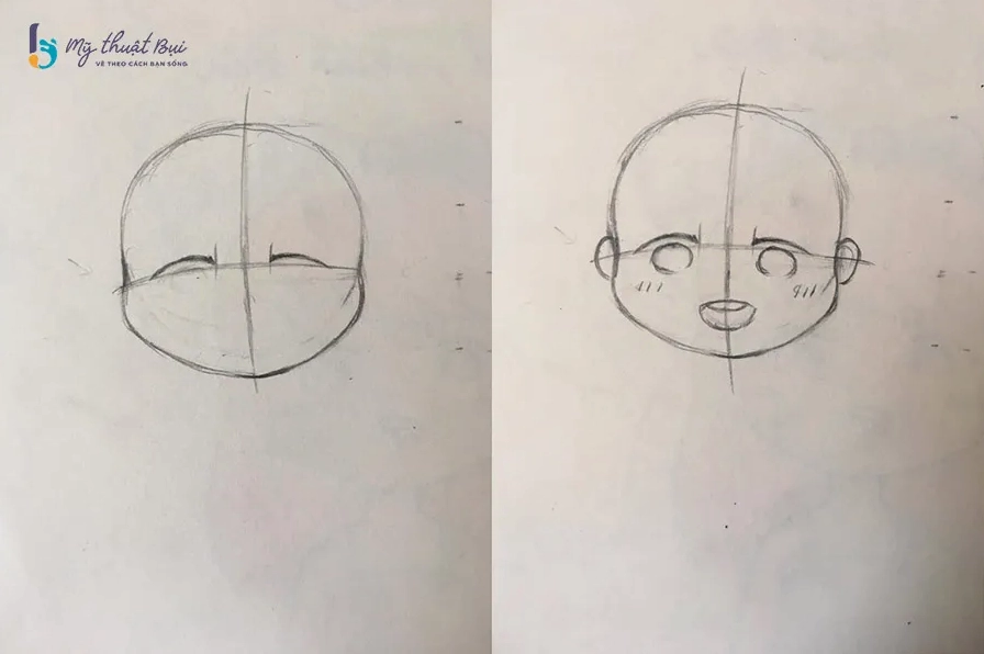 Vẽ đôi mắt to tròn cho nhân vật Chibi