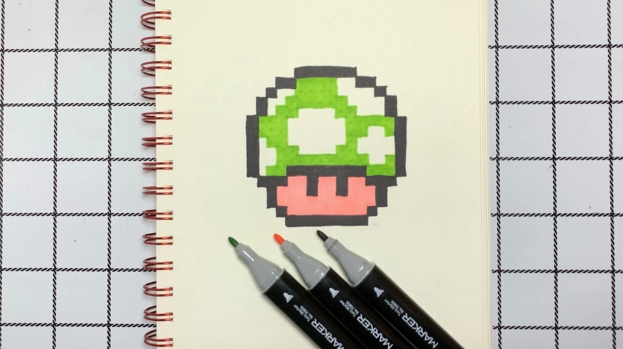 Vẽ nấm Mario theo phong cách pixel art
