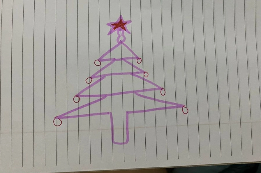 Vẽ ngôi sao trên đỉnh cây thông Noel