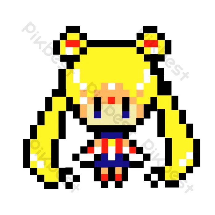 Yếu tố vẽ pixel hoạt hình Sailor Moon