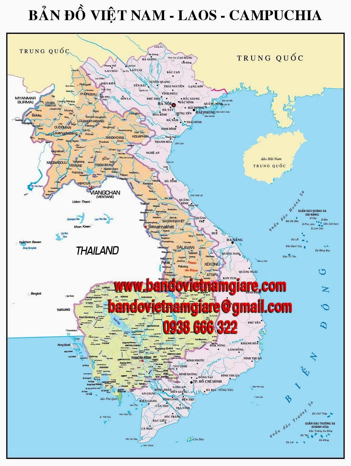 Bản đồ Việt Nam sau khi hoàn thiện và tô màu