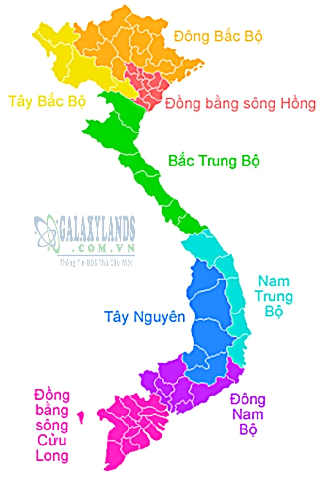 Bản đồ Việt Nam với các tỉnh thành được phân chia