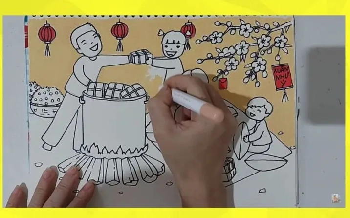 Bộ dụng cụ vẽ tranh ngày Tết
