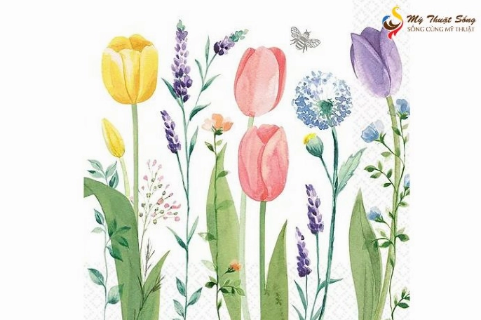 Bông hoa tulip vẽ bằng màu acrylic