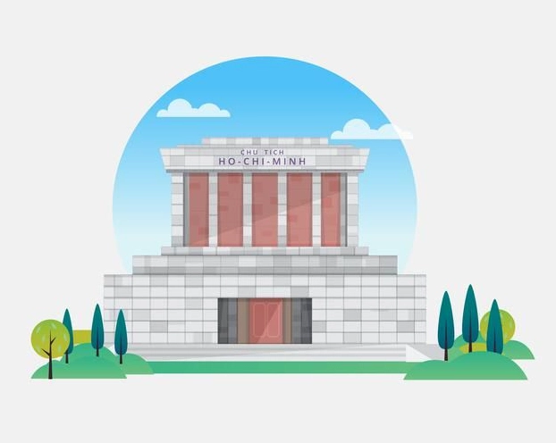 Bức tranh vẽ Lăng Bác Hồ với vẻ trang trọng