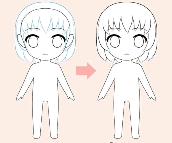 Bước 3- Vẽ tóc chibi