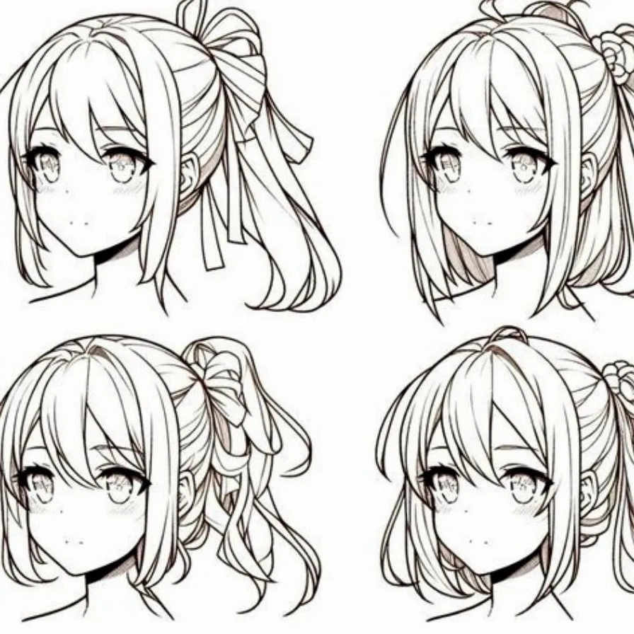 Các lọn tóc anime nữ được chia rõ ràng